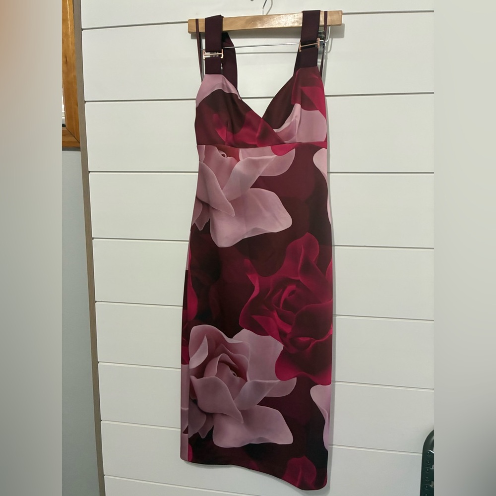 Ted Baker red Mallie Porcelain rose body con dress size 3 us sz 8 - Picture 5 of 12